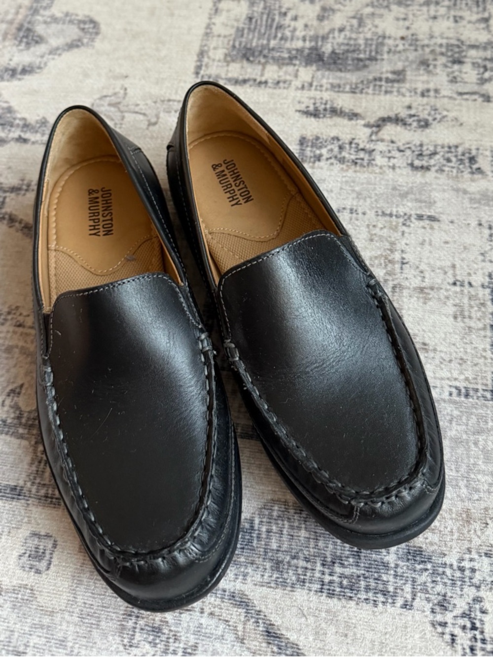 Johnston & Murphy Black Leather Kids' Locklin Venetian Loafer